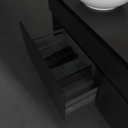 Bild von VILLEROY BOCH Legato Waschbeckenunterschrank, mit Beleuchtung, 4 Auszüge, 1400 x 550 x 500 mm, Black Matt Lacquer / Black Matt Lacquer #B588L0PD