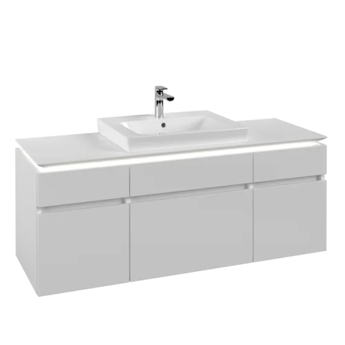 Bild von VILLEROY BOCH Legato Waschbeckenunterschrank, mit Beleuchtung, 5 Auszüge, 1400 x 550 x 500 mm, White Matt / White Matt #B685L0MS