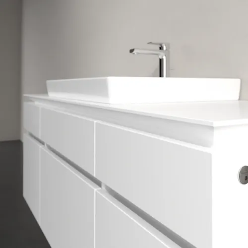Bild von VILLEROY BOCH Legato Waschbeckenunterschrank, mit Beleuchtung, 5 Auszüge, 1400 x 550 x 500 mm, White Matt / White Matt #B685L0MS