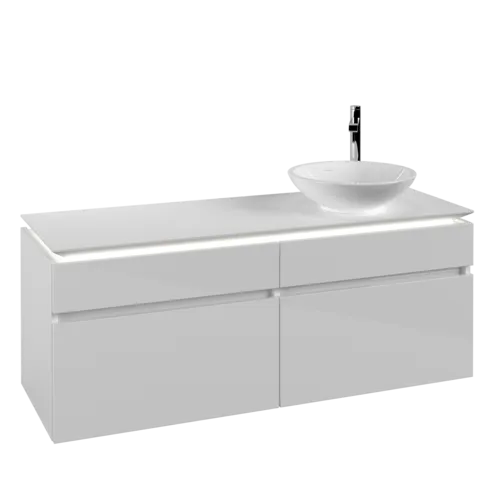 Bild von VILLEROY BOCH Legato Waschbeckenunterschrank, mit Beleuchtung, 4 Auszüge, 1400 x 550 x 500 mm, Glossy White / Glossy White #B590L0DH