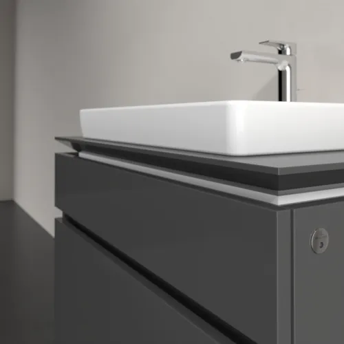 Bild von VILLEROY BOCH Legato Waschbeckenunterschrank, mit Beleuchtung, 2 Auszüge, 800 x 550 x 500 mm, Glossy Grey / Glossy Grey #B679L0FP