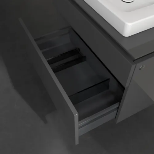 Bild von VILLEROY BOCH Legato Waschbeckenunterschrank, mit Beleuchtung, 2 Auszüge, 800 x 550 x 500 mm, Glossy Grey / Glossy Grey #B679L0FP