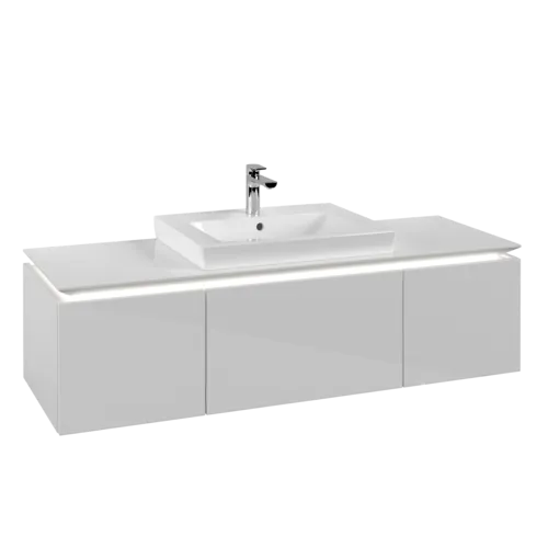 Bild von VILLEROY BOCH Legato Waschbeckenunterschrank, mit Beleuchtung, 3 Auszüge, 1200 x 380 x 500 mm, Glossy White / Glossy White #B682L0DH