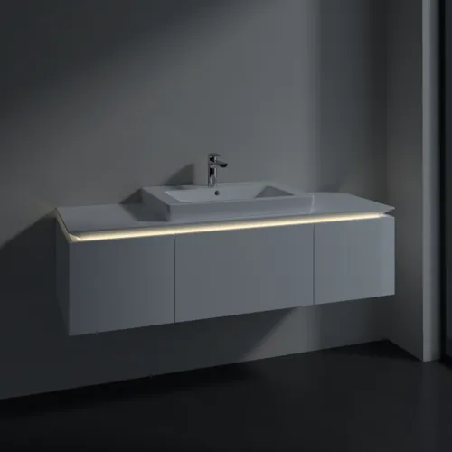 Bild von VILLEROY BOCH Legato Waschbeckenunterschrank, mit Beleuchtung, 3 Auszüge, 1200 x 380 x 500 mm, Glossy White / Glossy White #B682L0DH