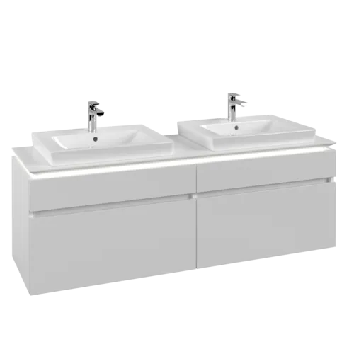 Bild von VILLEROY BOCH Legato Waschbeckenunterschrank, mit Beleuchtung, 4 Auszüge, 1600 x 550 x 500 mm, White Matt / White Matt #B693L0MS