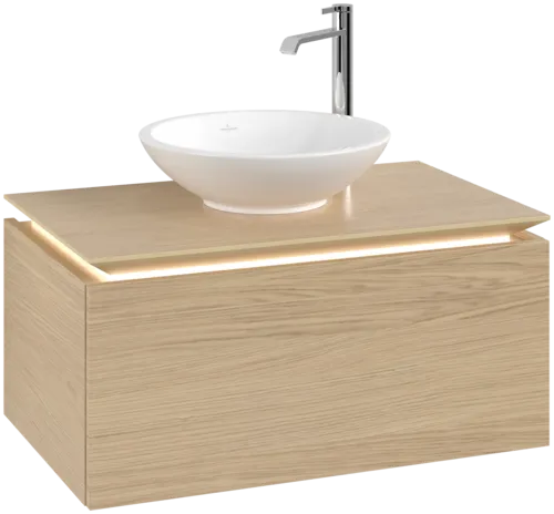 Bild von VILLEROY BOCH Legato Waschbeckenunterschrank, mit Beleuchtung, 1 Auszug, 800 x 380 x 500 mm, Nordic Oak / Nordic Oak #B601L0VJ