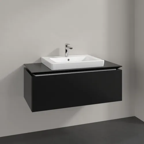 Bild von VILLEROY BOCH Legato Waschbeckenunterschrank, 1 Auszug, 1000 x 380 x 500 mm, Black Matt Lacquer / Black Matt Lacquer #B68000PD