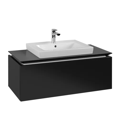 Bild von VILLEROY BOCH Legato Waschbeckenunterschrank, 1 Auszug, 1000 x 380 x 500 mm, Black Matt Lacquer / Black Matt Lacquer #B68000PD