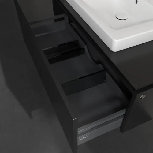 Bild von VILLEROY BOCH Legato Waschbeckenunterschrank, 1 Auszug, 1000 x 380 x 500 mm, Black Matt Lacquer / Black Matt Lacquer #B68000PD