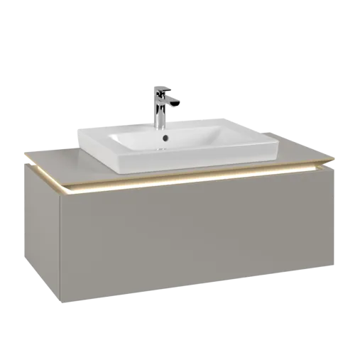 Bild von VILLEROY BOCH Legato Waschbeckenunterschrank, mit Beleuchtung, 1 Auszug, 1000 x 380 x 500 mm, Soft Grey / Soft Grey #B680L0VK