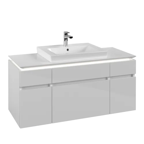 Bild von VILLEROY BOCH Legato Waschbeckenunterschrank, mit Beleuchtung, 5 Auszüge, 1200 x 550 x 500 mm, Glossy White / Glossy White #B683L0DH