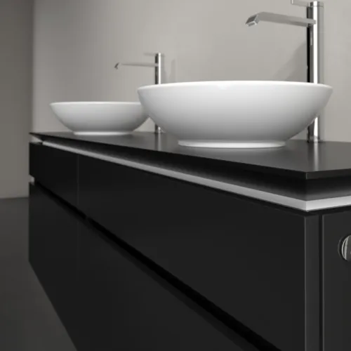 Bild von VILLEROY BOCH Legato Waschbeckenunterschrank, mit Beleuchtung, 4 Auszüge, 1600 x 550 x 500 mm, Black Matt Lacquer / Black Matt Lacquer #B600L0PD