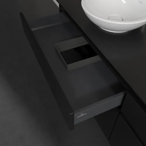 Bild von VILLEROY BOCH Legato Waschbeckenunterschrank, mit Beleuchtung, 4 Auszüge, 1600 x 550 x 500 mm, Black Matt Lacquer / Black Matt Lacquer #B600L0PD