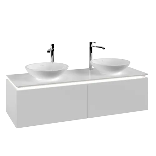 Bild von VILLEROY BOCH Legato Waschbeckenunterschrank, mit Beleuchtung, 2 Auszüge, 1400 x 380 x 500 mm, White Matt / White Matt #B591L0MS
