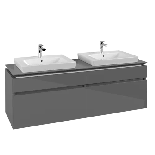 Bild von VILLEROY BOCH Legato Waschbeckenunterschrank, 4 Auszüge, 1600 x 550 x 500 mm, Glossy Grey / Glossy Grey #B69300FP