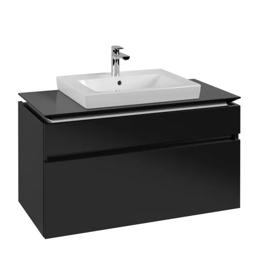 Bild von VILLEROY BOCH Legato Waschbeckenunterschrank, 2 Auszüge, 1000 x 550 x 500 mm, Black Matt Lacquer / Black Matt Lacquer #B68100PD