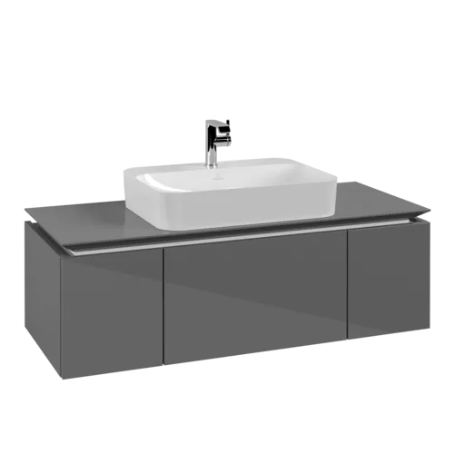 Bild von VILLEROY BOCH Legato Waschbeckenunterschrank, 3 Auszüge, 1200 x 380 x 500 mm, Glossy Grey / Glossy Grey #B75700FP