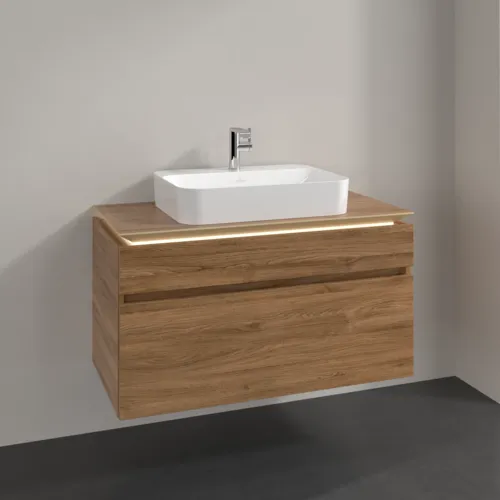 Bild von VILLEROY BOCH Legato Waschbeckenunterschrank, mit Beleuchtung, 2 Auszüge, 1000 x 550 x 500 mm, Kansas Oak / Kansas Oak #B756L0RH