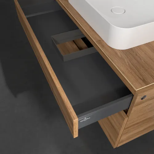 Bild von VILLEROY BOCH Legato Waschbeckenunterschrank, mit Beleuchtung, 2 Auszüge, 1000 x 550 x 500 mm, Kansas Oak / Kansas Oak #B756L0RH