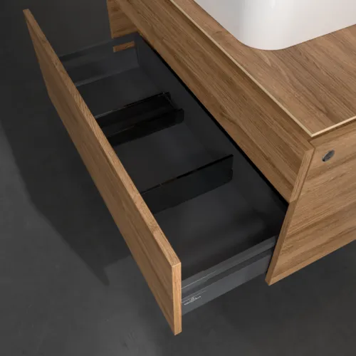 Bild von VILLEROY BOCH Legato Waschbeckenunterschrank, mit Beleuchtung, 2 Auszüge, 1000 x 550 x 500 mm, Kansas Oak / Kansas Oak #B756L0RH