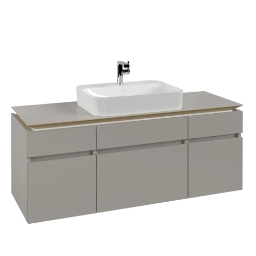 Bild von VILLEROY BOCH Legato Waschbeckenunterschrank, 5 Auszüge, 1400 x 550 x 500 mm, Soft Grey / Soft Grey #B76000VK