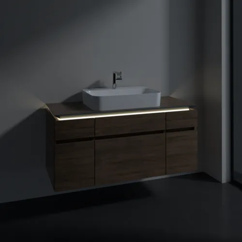 Bild von VILLEROY BOCH Legato Waschbeckenunterschrank, mit Beleuchtung, 5 Auszüge, 1200 x 550 x 500 mm, Arizona Oak / Arizona Oak #B758L0VH