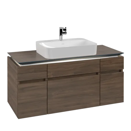 Bild von VILLEROY BOCH Legato Waschbeckenunterschrank, mit Beleuchtung, 5 Auszüge, 1200 x 550 x 500 mm, Arizona Oak / Arizona Oak #B758L0VH