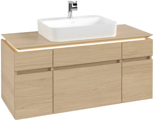 Bild von VILLEROY BOCH Legato Waschbeckenunterschrank, mit Beleuchtung, 5 Auszüge, 1200 x 550 x 500 mm, Nordic Oak / Nordic Oak #B758L0VJ