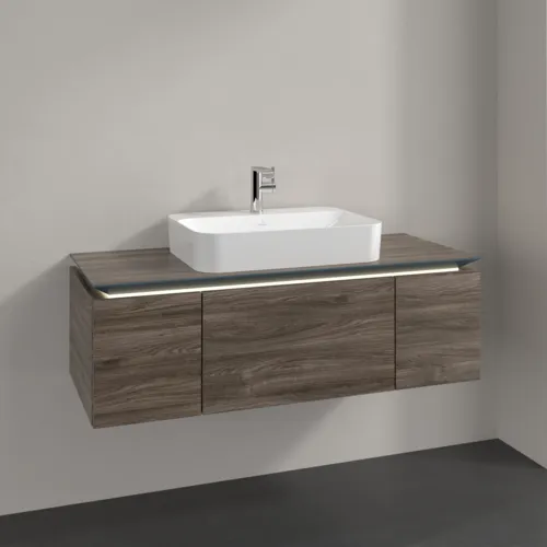 Bild von VILLEROY BOCH Legato Waschbeckenunterschrank, mit Beleuchtung, 3 Auszüge, 1200 x 380 x 500 mm, Stone Oak / Stone Oak #B757L0RK