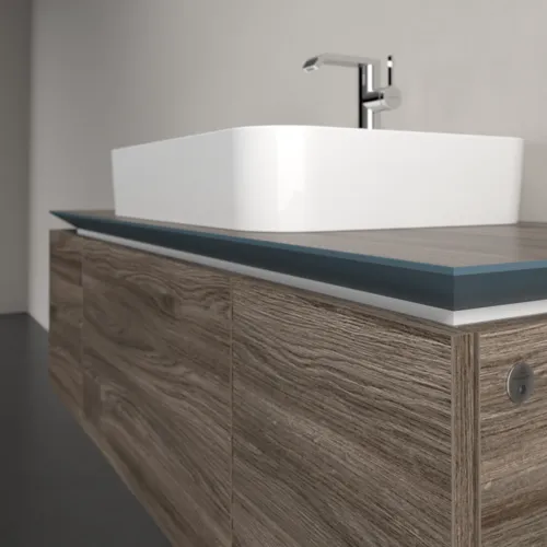 Bild von VILLEROY BOCH Legato Waschbeckenunterschrank, mit Beleuchtung, 3 Auszüge, 1200 x 380 x 500 mm, Stone Oak / Stone Oak #B757L0RK