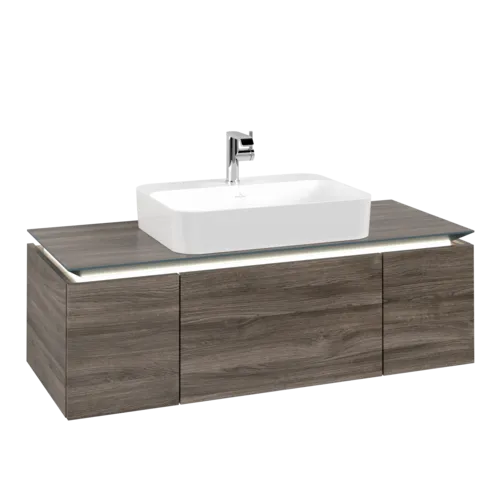 Bild von VILLEROY BOCH Legato Waschbeckenunterschrank, mit Beleuchtung, 3 Auszüge, 1200 x 380 x 500 mm, Stone Oak / Stone Oak #B757L0RK