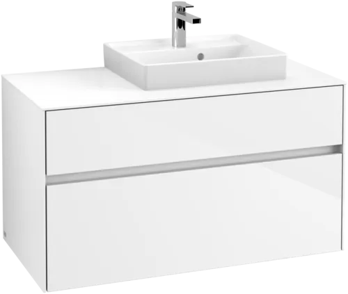 Bild von VILLEROY BOCH Collaro Waschbeckenunterschrank, mit Beleuchtung, 2 Auszüge, 1000 x 548 x 500 mm, Glossy White / Glossy White #C015B0DH