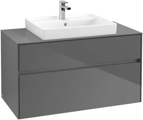 Bild von VILLEROY BOCH Collaro Waschbeckenunterschrank, 2 Auszüge, 1000 x 548 x 500 mm, Glossy Grey / Glossy Grey #C01900FP