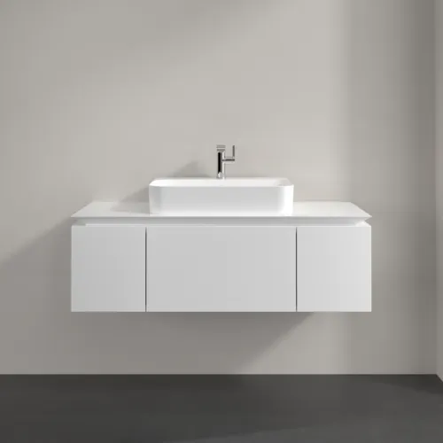 Picture of VILLEROY BOCH Legato Vanity unit, 3 pull-out compartments, 1200 x 380 x 500 mm, Glossy White / Glossy White #B75700DH