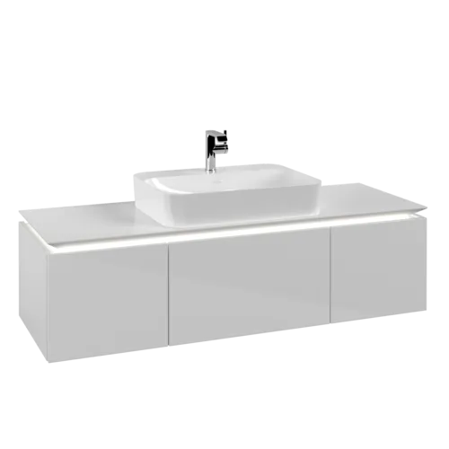 Bild von VILLEROY BOCH Legato Waschbeckenunterschrank, mit Beleuchtung, 3 Auszüge, 1400 x 380 x 500 mm, Glossy White / Glossy White #B759L0DH