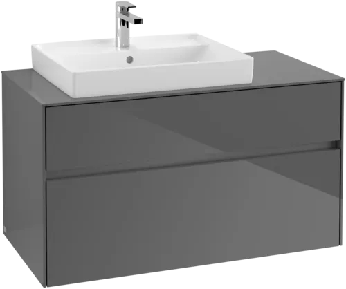 Bild von VILLEROY BOCH Collaro Waschbeckenunterschrank, mit Beleuchtung, 2 Auszüge, 1000 x 548 x 500 mm, Glossy Grey / Glossy Grey #C017B0FP