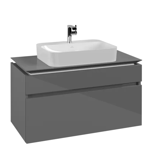 Bild von VILLEROY BOCH Legato Waschbeckenunterschrank, 2 Auszüge, 1000 x 550 x 500 mm, Glossy Grey / Glossy Grey #B75600FP
