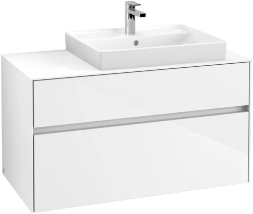 Picture of VILLEROY BOCH Collaro Vanity unit, with lighting, 2 pull-out compartments, 1000 x 548 x 500 mm, Glossy White / Glossy White #C018B0DH