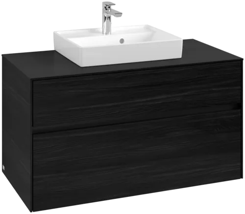 Bild von VILLEROY BOCH Collaro Waschbeckenunterschrank, mit Beleuchtung, 2 Auszüge, 1000 x 548 x 500 mm, Black Oak / Black Oak #C016B0AB