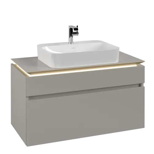 Bild von VILLEROY BOCH Legato Waschbeckenunterschrank, mit Beleuchtung, 2 Auszüge, 1000 x 550 x 500 mm, Soft Grey / Soft Grey #B756L0VK