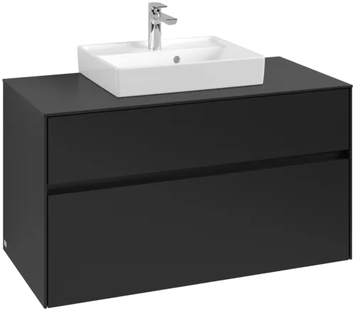 Bild von VILLEROY BOCH Collaro Waschbeckenunterschrank, 2 Auszüge, 1000 x 548 x 500 mm, Volcano Black / Volcano Black #C01600VL