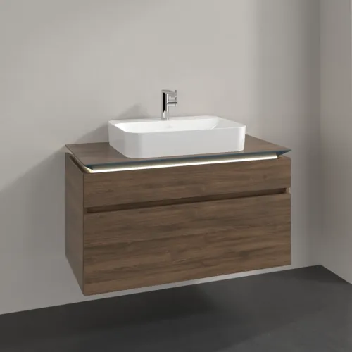Bild von VILLEROY BOCH Legato Waschbeckenunterschrank, mit Beleuchtung, 2 Auszüge, 1000 x 550 x 500 mm, Arizona Oak / Arizona Oak #B756L0VH