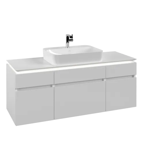 Bild von VILLEROY BOCH Legato Waschbeckenunterschrank, mit Beleuchtung, 5 Auszüge, 1400 x 550 x 500 mm, White Matt / White Matt #B760L0MS
