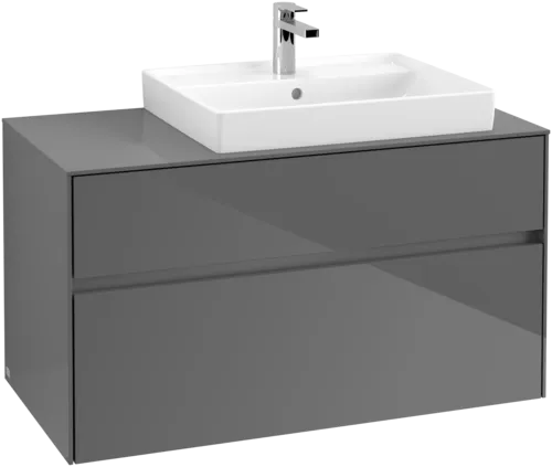 Bild von VILLEROY BOCH Collaro Waschbeckenunterschrank, mit Beleuchtung, 2 Auszüge, 1000 x 548 x 500 mm, Glossy Grey / Glossy Grey #C018B0FP