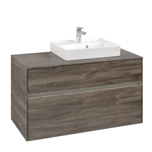 Picture of VILLEROY BOCH Collaro Vanity unit, with lighting, 2 pull-out compartments, 1000 x 548 x 500 mm, Stone Oak #C015B0RK