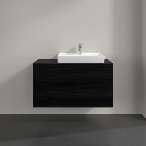 Bild von VILLEROY BOCH Collaro Waschbeckenunterschrank, mit Beleuchtung, 2 Auszüge, 1000 x 548 x 500 mm, Black Oak / Black Oak #C018B0AB