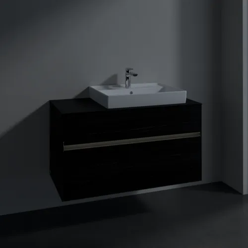 Bild von VILLEROY BOCH Collaro Waschbeckenunterschrank, mit Beleuchtung, 2 Auszüge, 1000 x 548 x 500 mm, Black Oak / Black Oak #C018B0AB