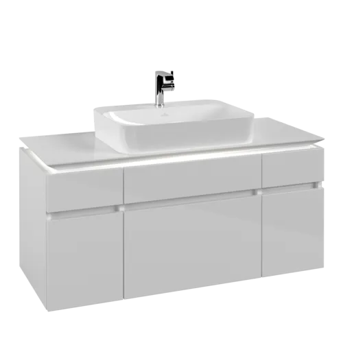 Bild von VILLEROY BOCH Legato Waschbeckenunterschrank, mit Beleuchtung, 5 Auszüge, 1200 x 550 x 500 mm, Glossy White / Glossy White #B758L0DH
