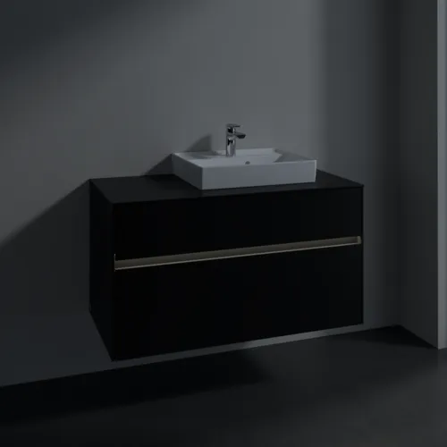 Bild von VILLEROY BOCH Collaro Waschbeckenunterschrank, mit Beleuchtung, 2 Auszüge, 1000 x 548 x 500 mm, Volcano Black / Volcano Black #C015B0VL