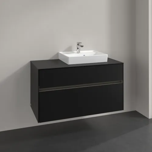 Bild von VILLEROY BOCH Collaro Waschbeckenunterschrank, mit Beleuchtung, 2 Auszüge, 1000 x 548 x 500 mm, Volcano Black / Volcano Black #C015B0VL